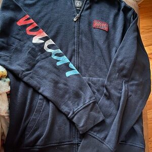 Volcom Dark Blue Hoodie with Multicolor Sleeve